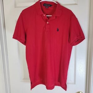 US Polo Assn. Men's Red Polo Performance Pique Shirt‎ M